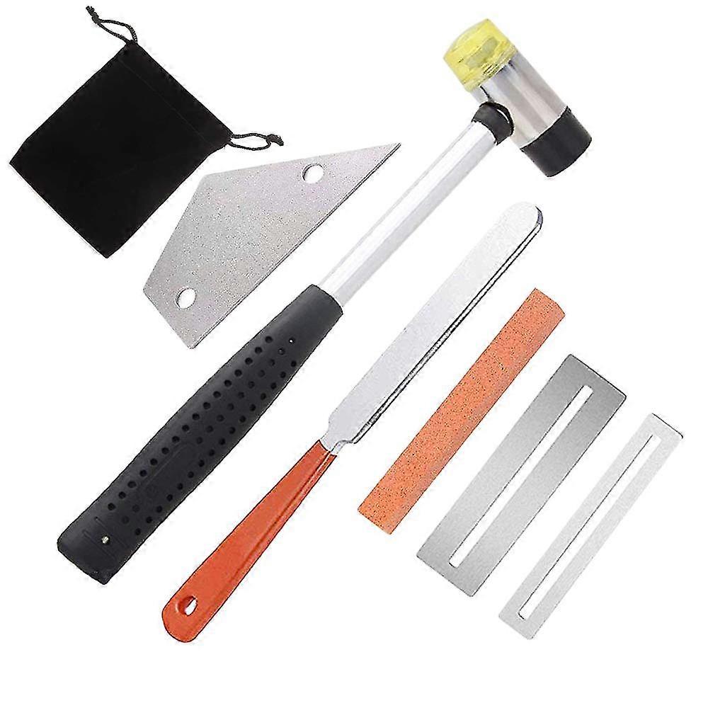 Guitar Luthier Tool Kit Include Fret Rubber Hammer, Guitar Fret Crowning File, Fret Rocker Leveling