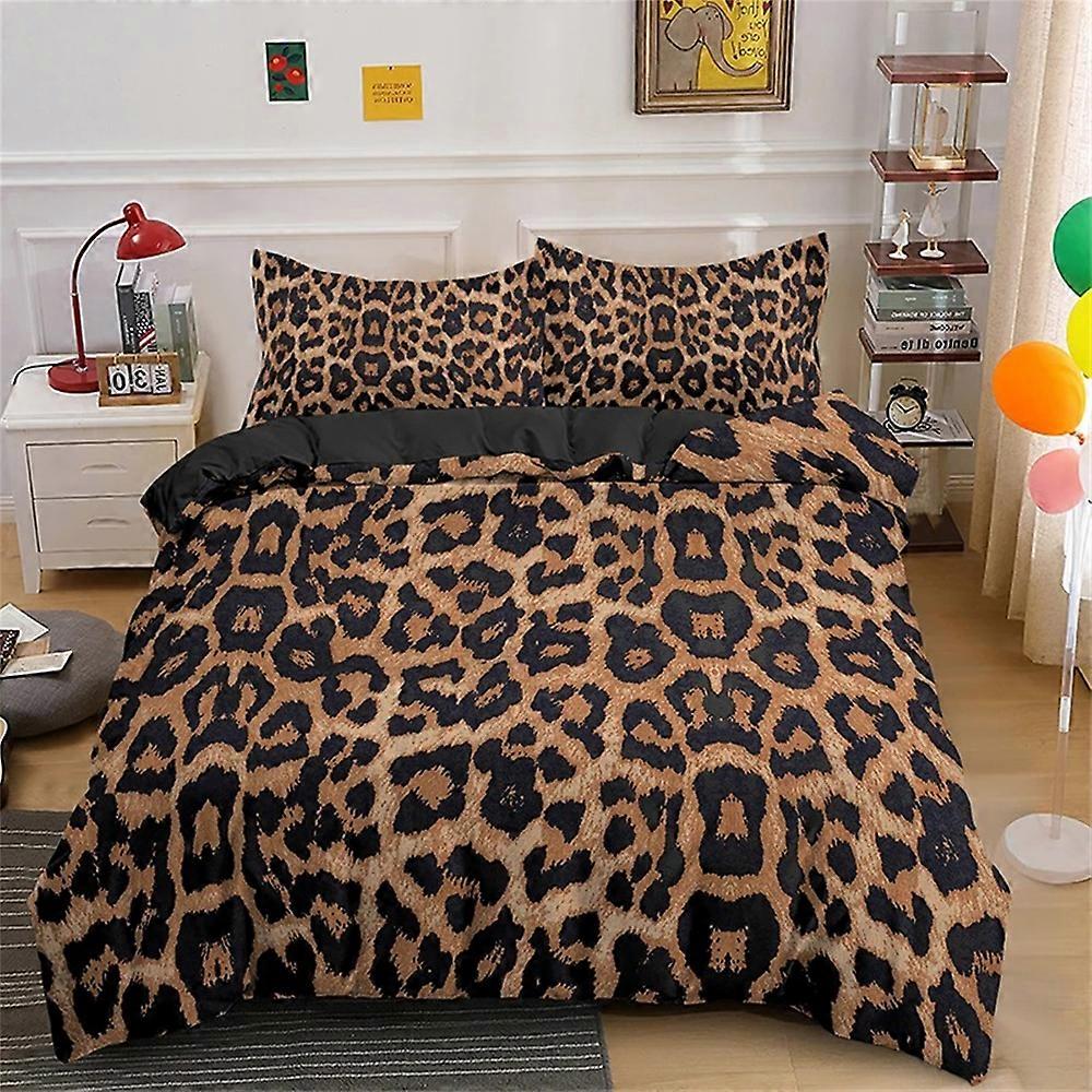 a740 Lakan Leopard Print Sängkläder Set med örngott Påslakan av djurhud för barn Tonåringar Påslakan för vuxna Polyester Täcke3-delade sängkläder 