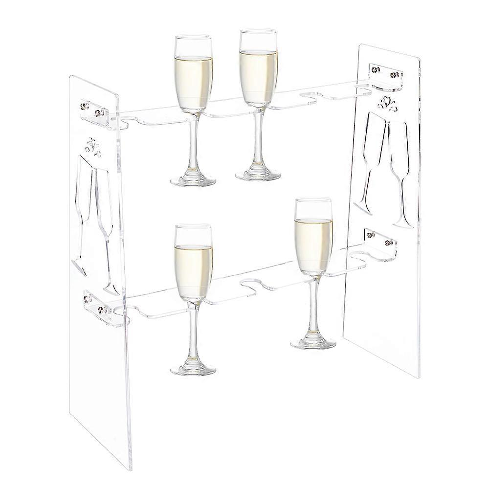 2-Tier Acrylic Wine Glass Display Rack Holds up to 10 Glasses Clear 40x15.2x40cm