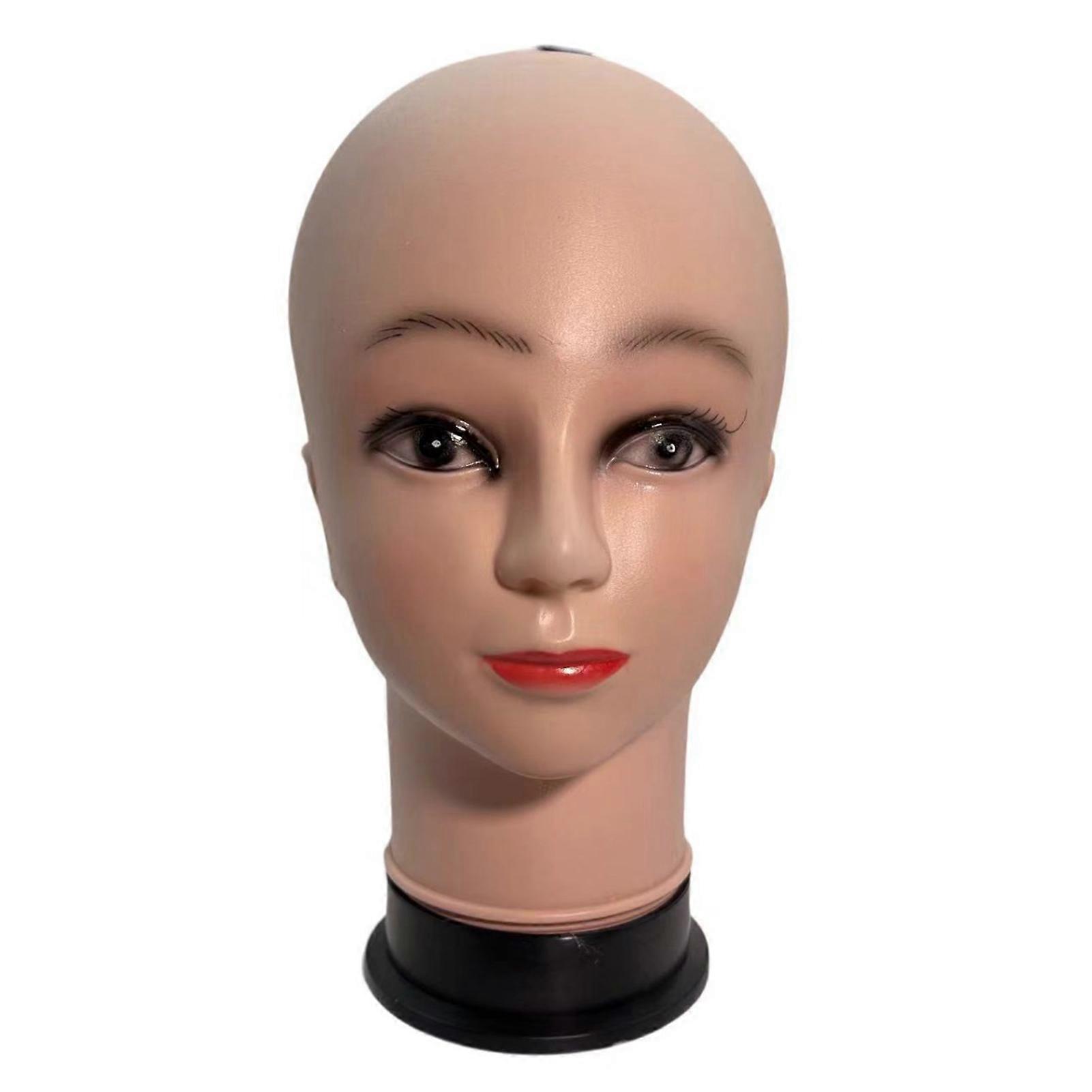 Bald Female Mannequin Head Professional Cosmetology Wig Making Display Mold for Wigs Sunglasses Hats Salon DIY Painting Easy to Use Display Stand