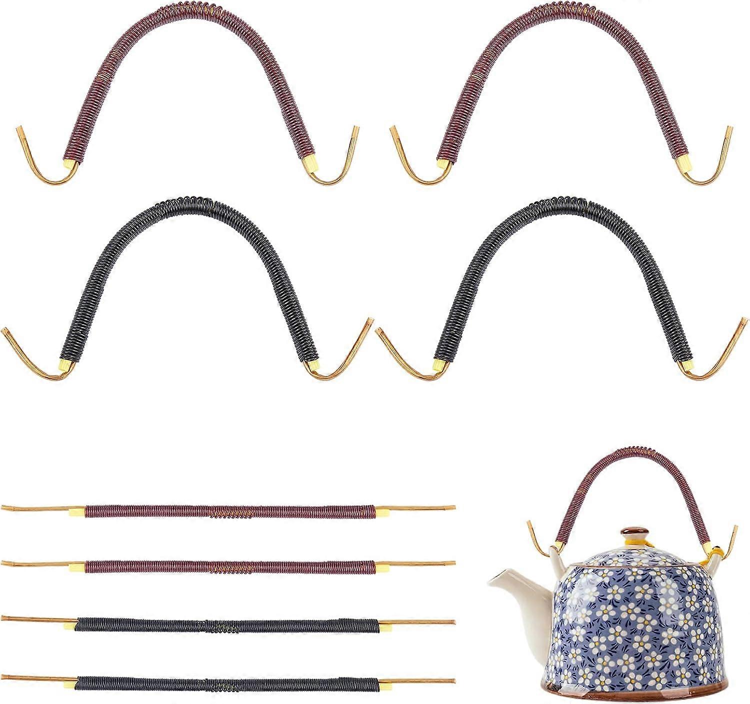 8pcs Teapot Handle Replacement Wired Bag Metal Handles Adjustable Dobin Handle for Ceramic Pottery Tea Pots Chinese Teapots Handbag Purses Black/Brown