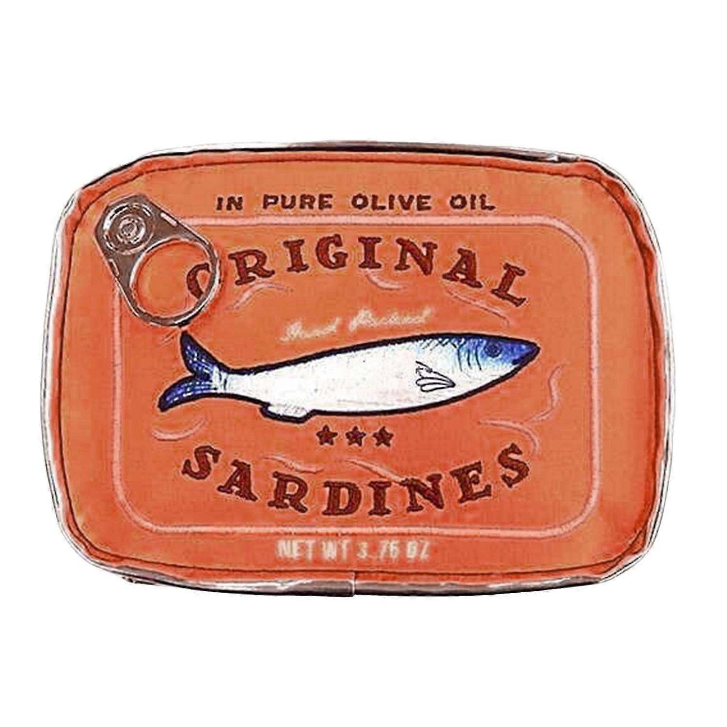 Canned Sardines Makeup Bag Large Capacity Zipper Closure Exquisite Embroidery Patterns Portable