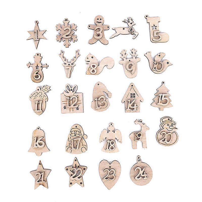 24pcs Christmas Calendar Pendant Advent Calendar Numbers 1-24 Labels Countdown