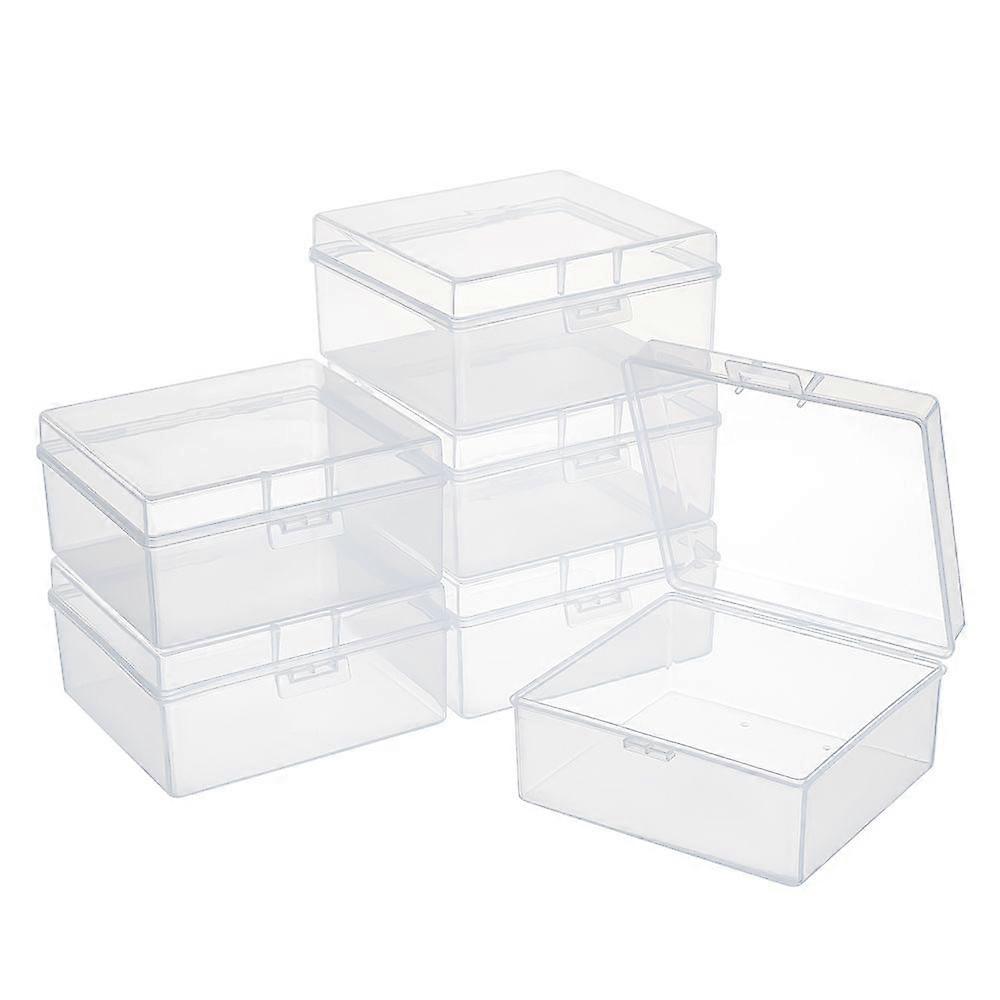 PP Plastic Box Flip Cover Rectangle White 9.8x10.2x5cm Inner Size: 8.9x9.7cm