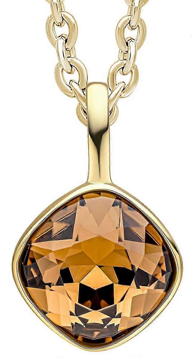 Beginnings Cushion Cut Crystal Pendant - Gold/Topaz Brown