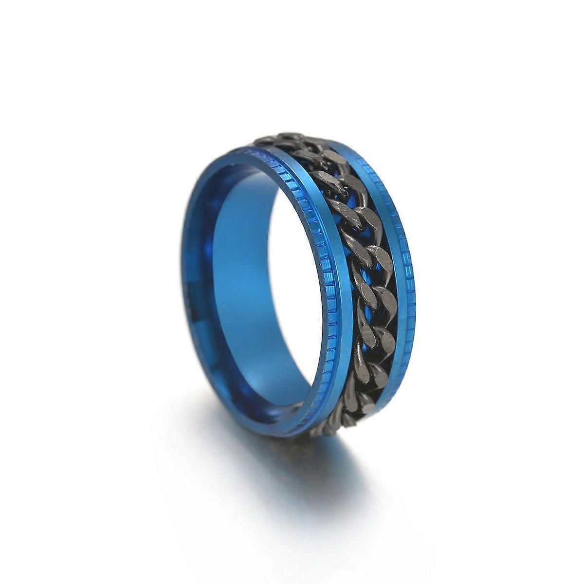 Mens Spinner Ring for Anxiety Relief - Stainless Steel Black Anxiety Ring Inlay Curb Chain Jewelry Gift SizeCircumference 55mm Diameter17.4mm