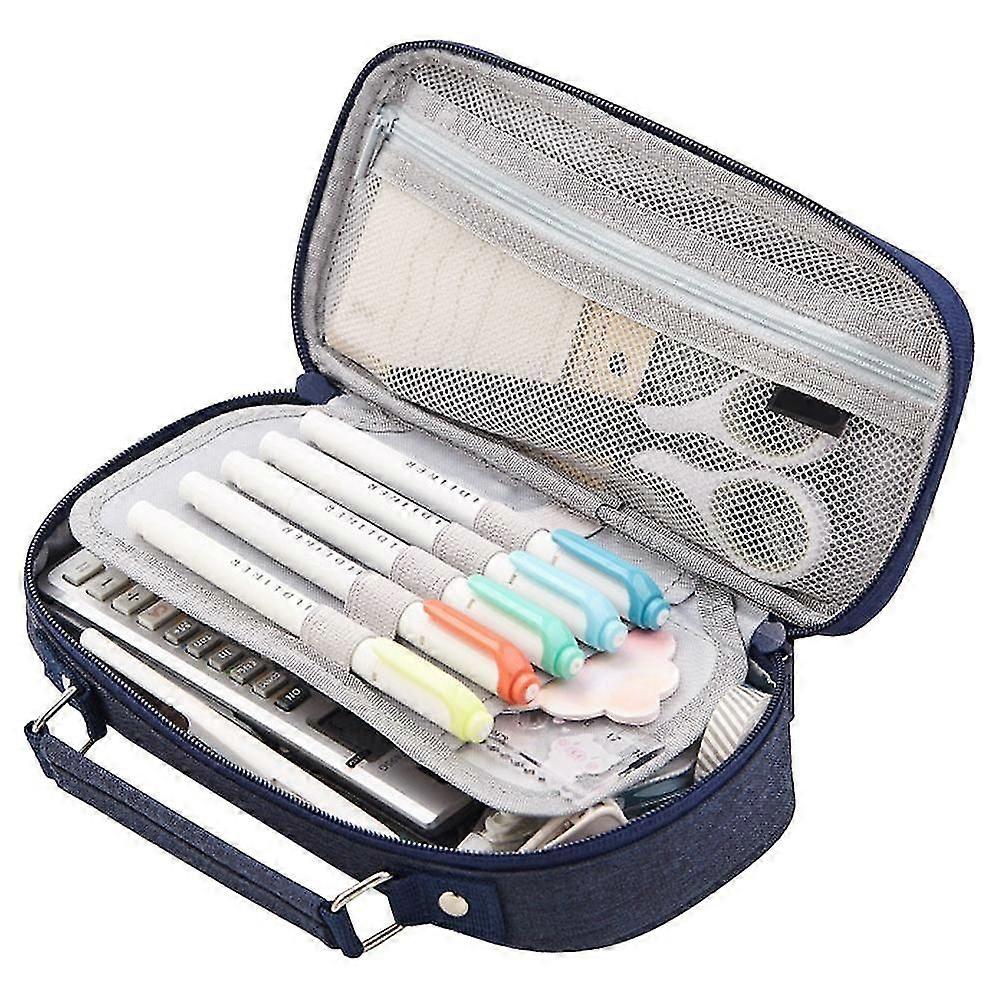 Big Capacity Pencil Case, Colored Handheld Pen Pouch, Large Stationery Storage Double Zipper,4773