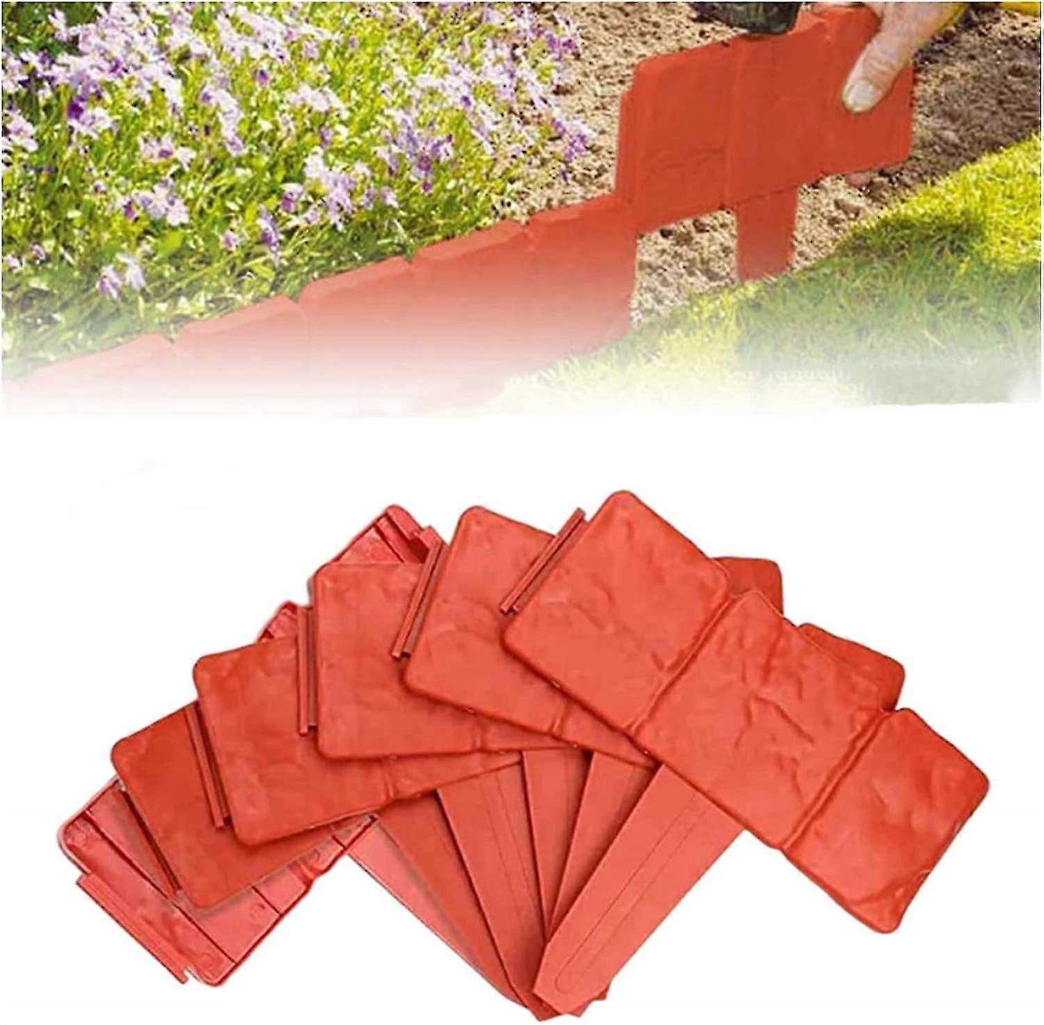Lawn Edging Plastic Lawn Edging Mowing Edging Plastic Edging Garden Lawn Edging Stones Border 24.5*23cm,20 Pieces (Orange)