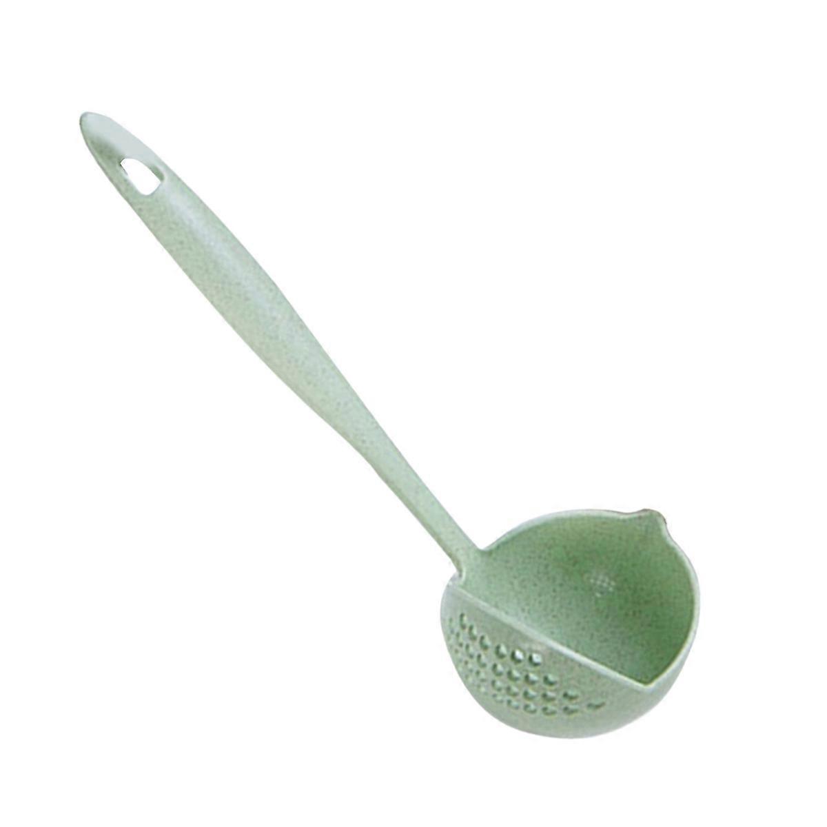 Long Handle Colander 2 in 1 Kitchen Anti Scald Long Handle Round Filter Colander Spoon Tableware,Green