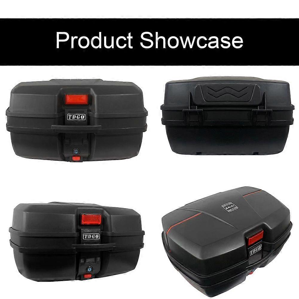 48L Motorcycle Tail Box Quick Release Rear Trunk Large Capacity Motorbike Luggage Storage Case Waterproof with 2 Keys Mounting Base Plate for 2 Helmet