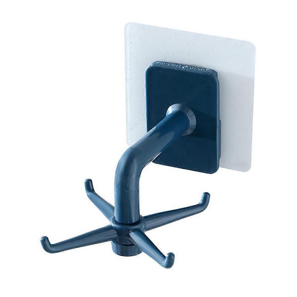 Practical Hook Rack with 4 Hooks Can Rotate 360° 2 Colors to Choose Moisture Dust Proof Can Be Used in Home Office Dorm  Blue