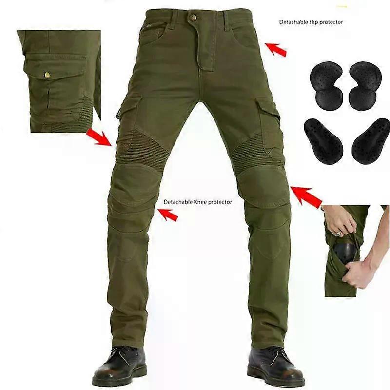 אופנוע רכיבה ג'ינס מכנסיים נגד נפילה מכנסי מגן 06 שחור ירוק מכנסיים שלח ציוד מגן גברים