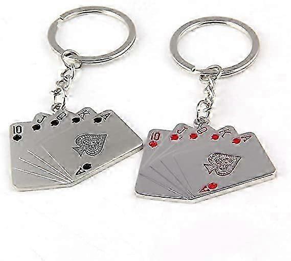2 Pcs Playing Cards Keychain Poker Keychains for Men Key Ring Playing Card Key Pendant