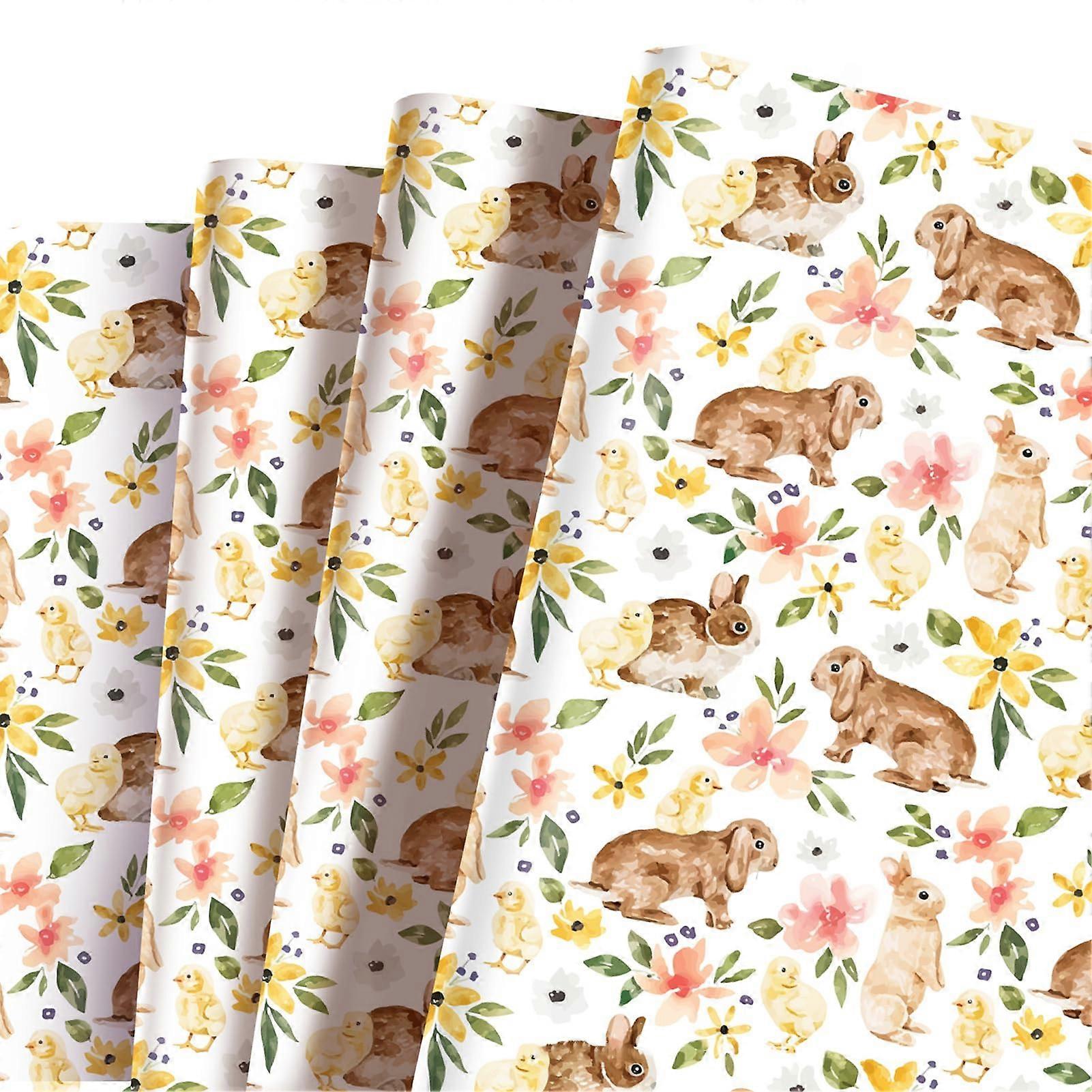 16 sheet easter wrapping paper colorful bunny eggs