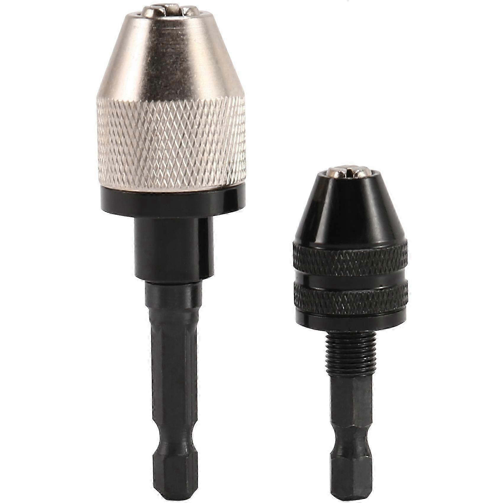 2 Pieces Keyless Drill Chuck 1/4 Inch Hex Shank Keyless Drill Chuck Fast Change Adapter in 0.3-6.5