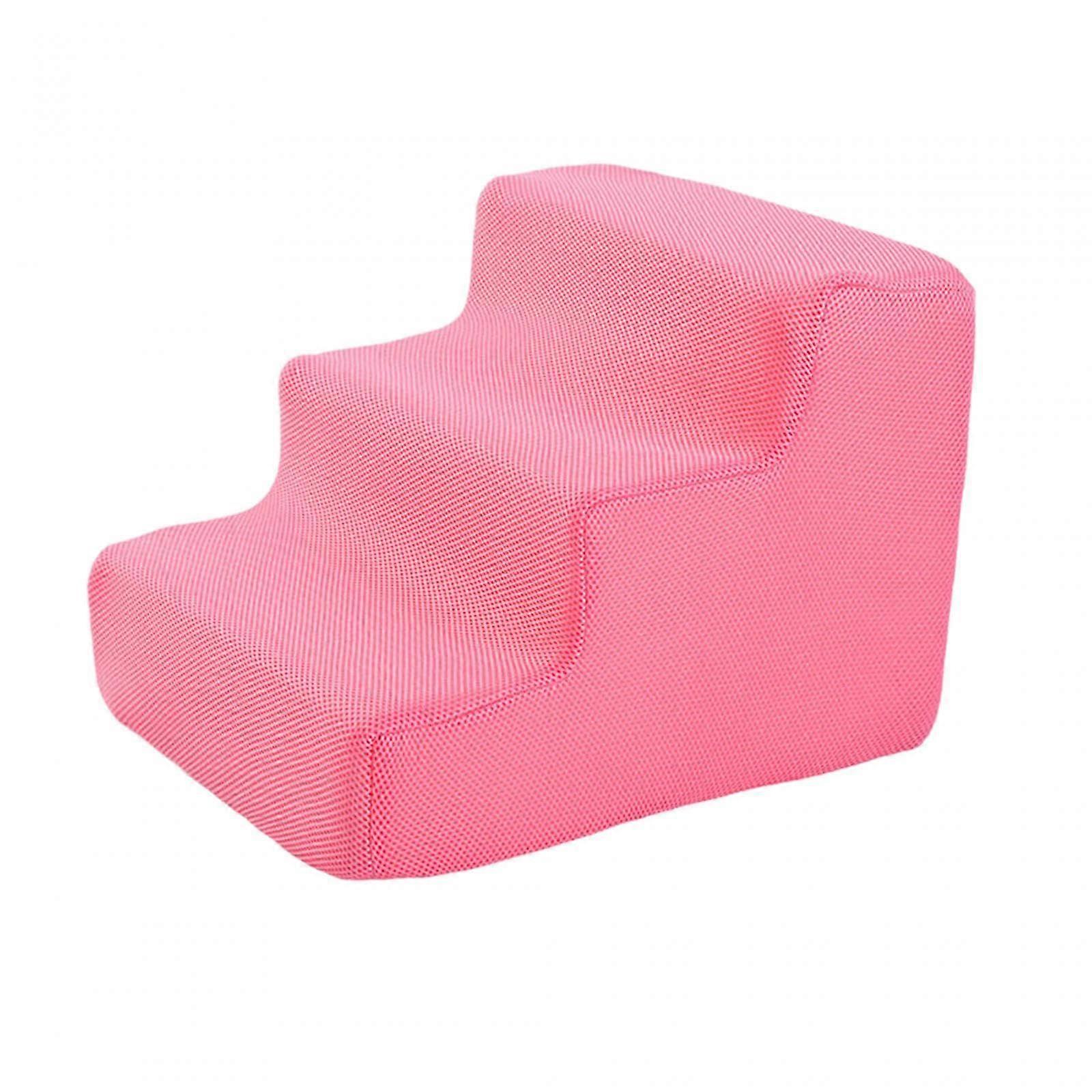 High Density Pet Steps Ladder for Small Dogs and Cats, Pink 3-Step Ramp for Easy Access and Safety