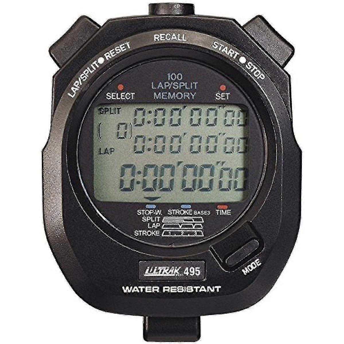 Ultrak 495 - 100 Dual Split Memory Stopwatch - Black-xinhan