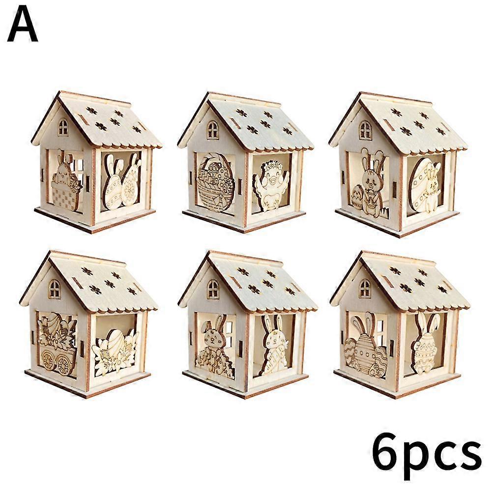 Osterdeko Holzhaus und Stifte DIY Farbe