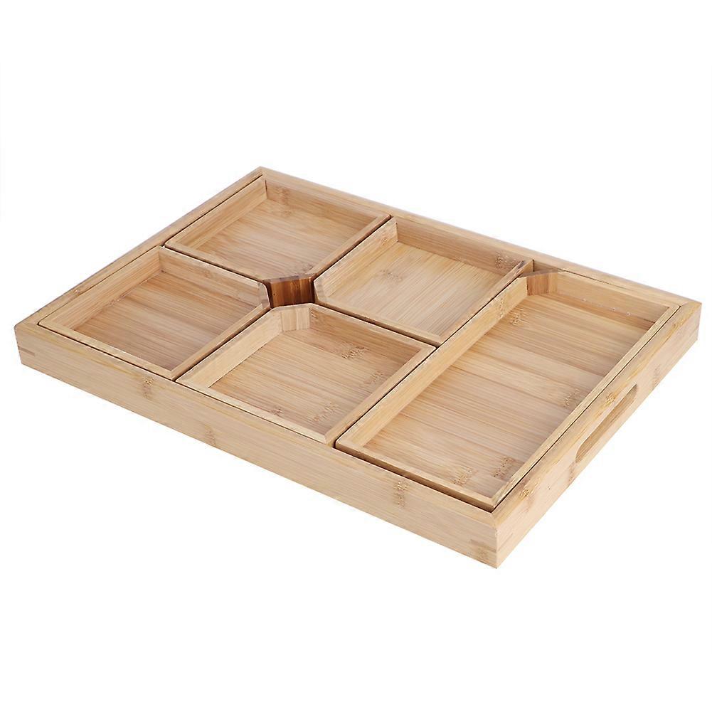 Bamboo Fruit Dessert Plate Holder Natural Bamboo Tea Cup Tray Multi-Function Serving Plate Tableware