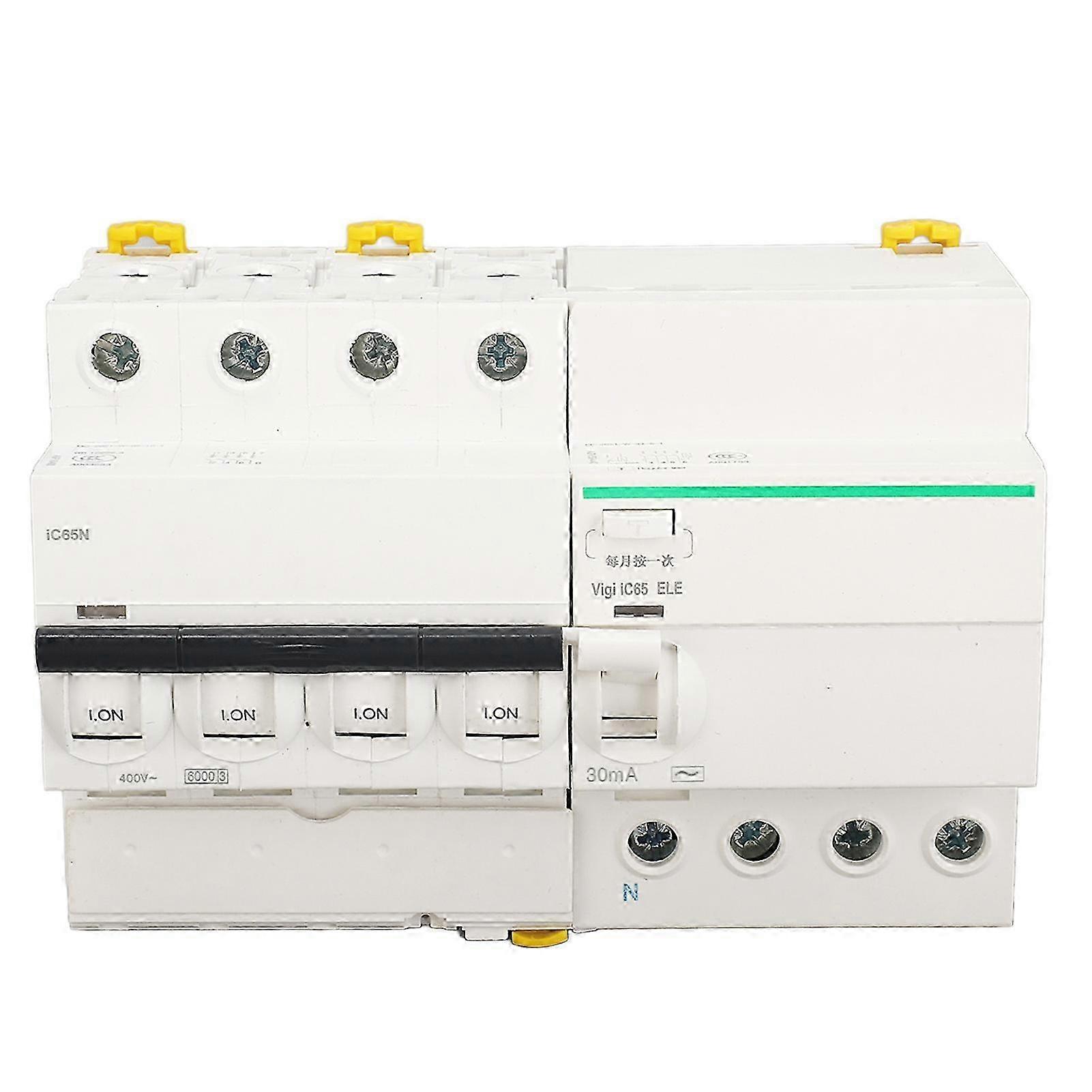 Miniature Circuit Breaker PA66 Flame Retardant Shell 4P and N Circuit Breaker with Leakage Protection Accessory AC400V 20A