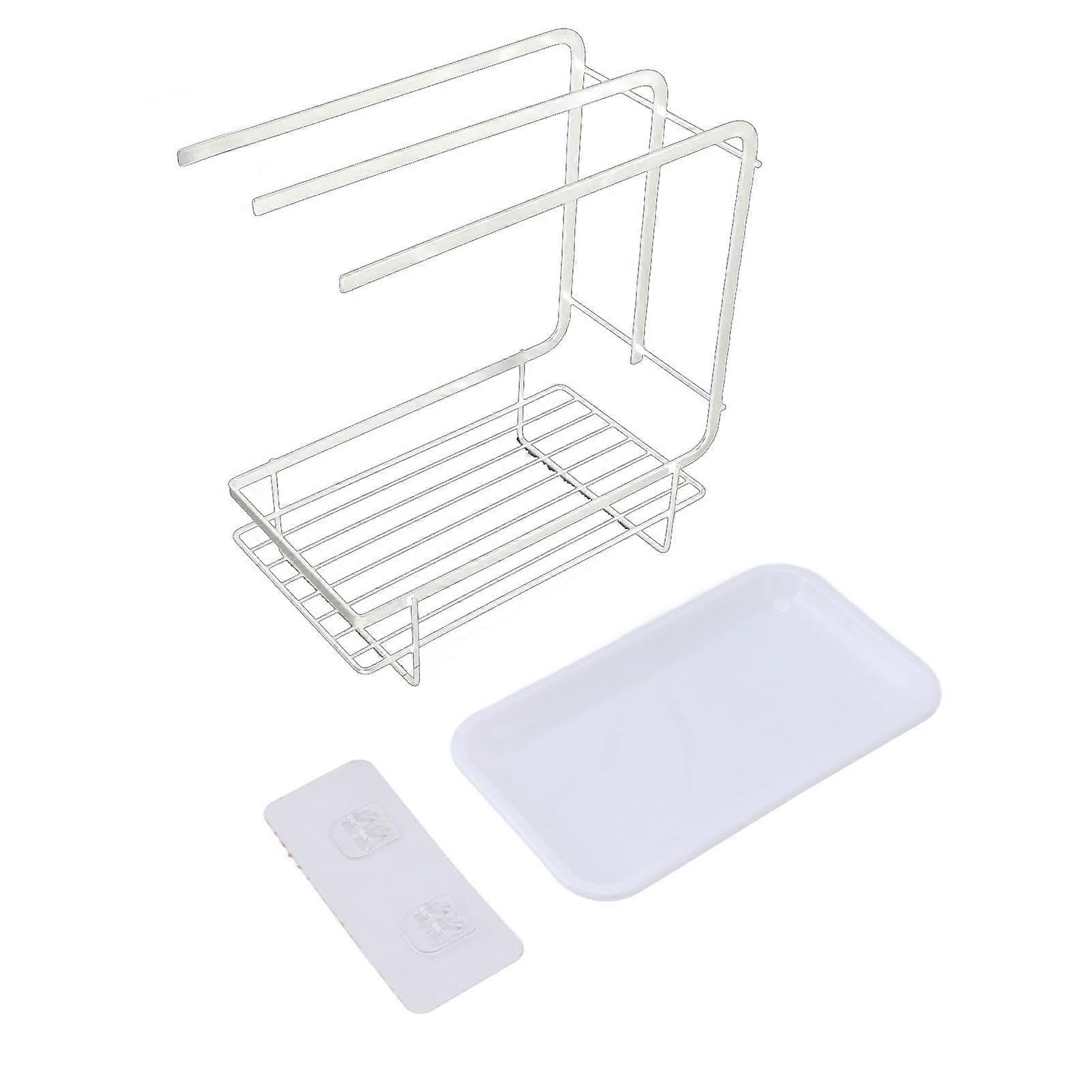 Sponge Holder with Drain Pan Quick Hollow Bottom Rustproof Dishcloth Drying Rack for Kitchen Bathroom Sink