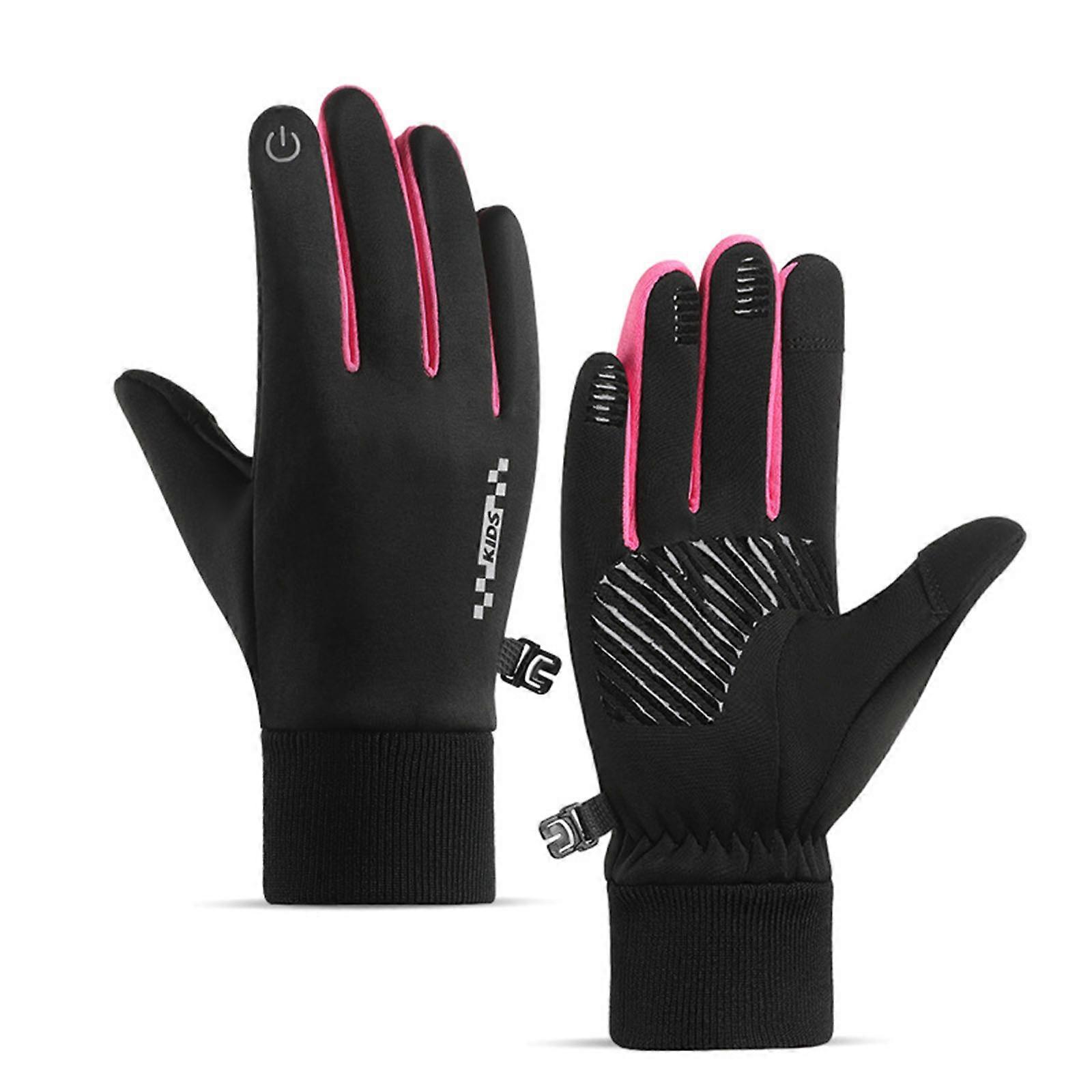 Winter Gloves for Children Ages 5-14T Soft Fleece and Polyester Warm Gloves Keeps Hands Warm and Comfortable Rose red s