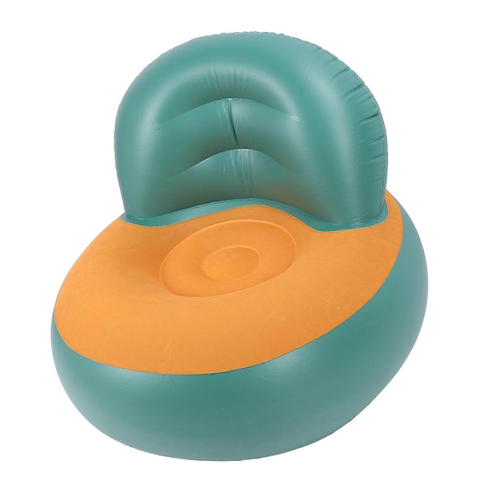 Inflatable PVC Flocking Sofa 40x90x72cm Green Air Couch