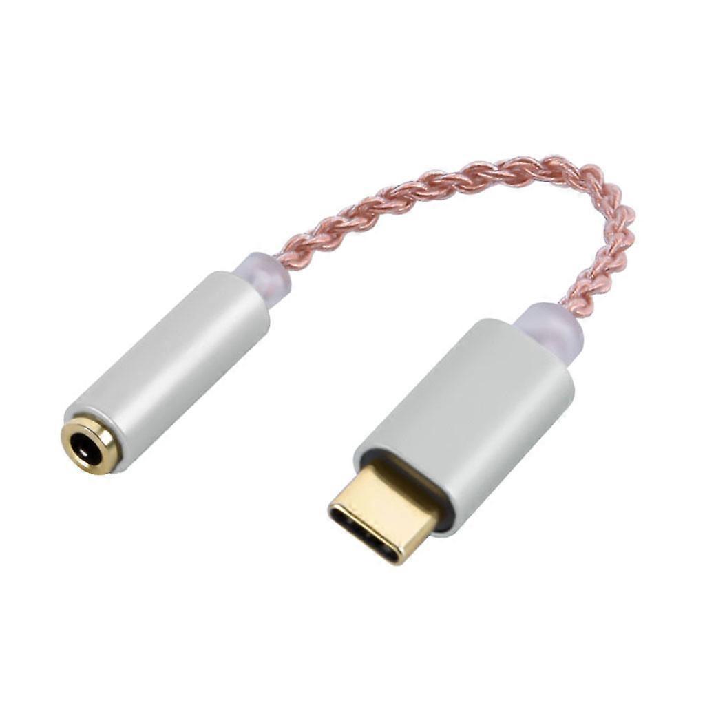 USB C to 3.5mm Aux Adapter Cable Safe Mobile Phone Chaing Wire Computer High Efficicency Data Transfer Cable silver