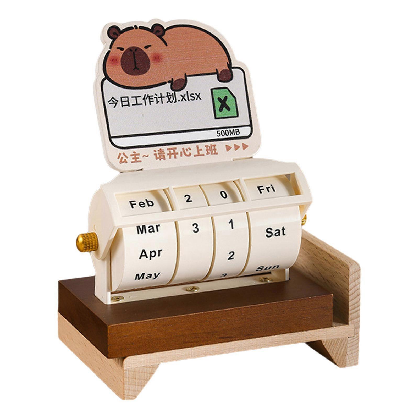 Cartoon Permanent Calendar Rotating Desk Calendar with Dates Week and Month Display for Student Teacher Office Workers