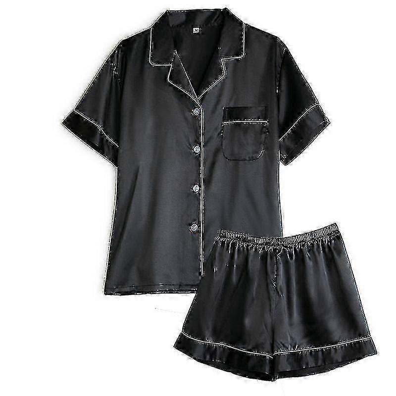 Kvinders silke satin todelt pyjamas sæt nattøj