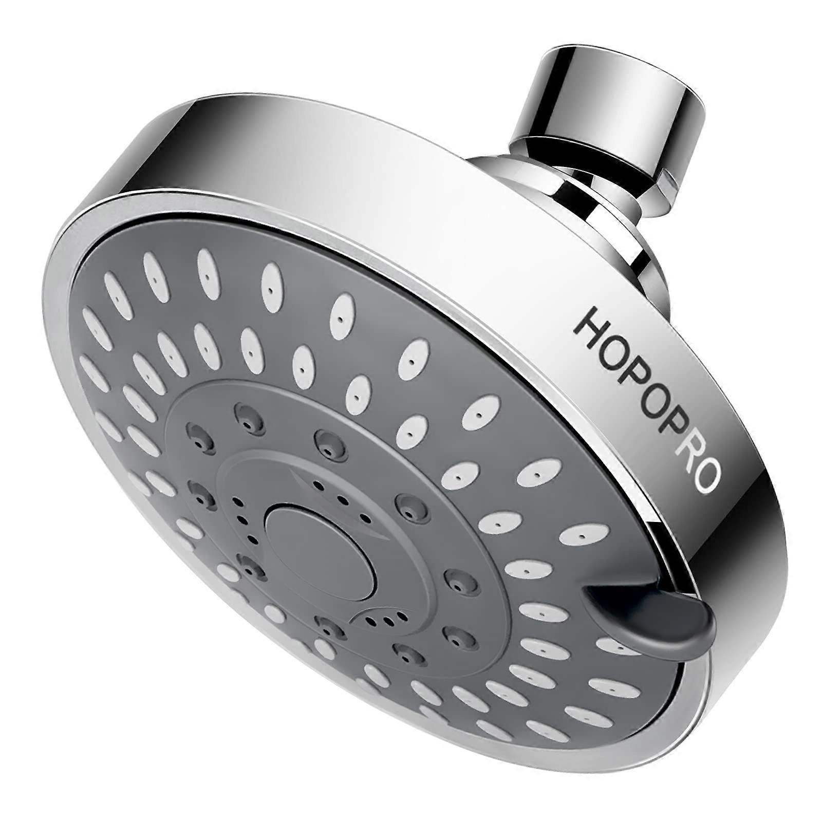 HOPOPRO High-Pressure Shower Head with 5 Spray Modes, 4.1-Inch Size, Easy 1-Minute Installation, Low Pressure Compatible
