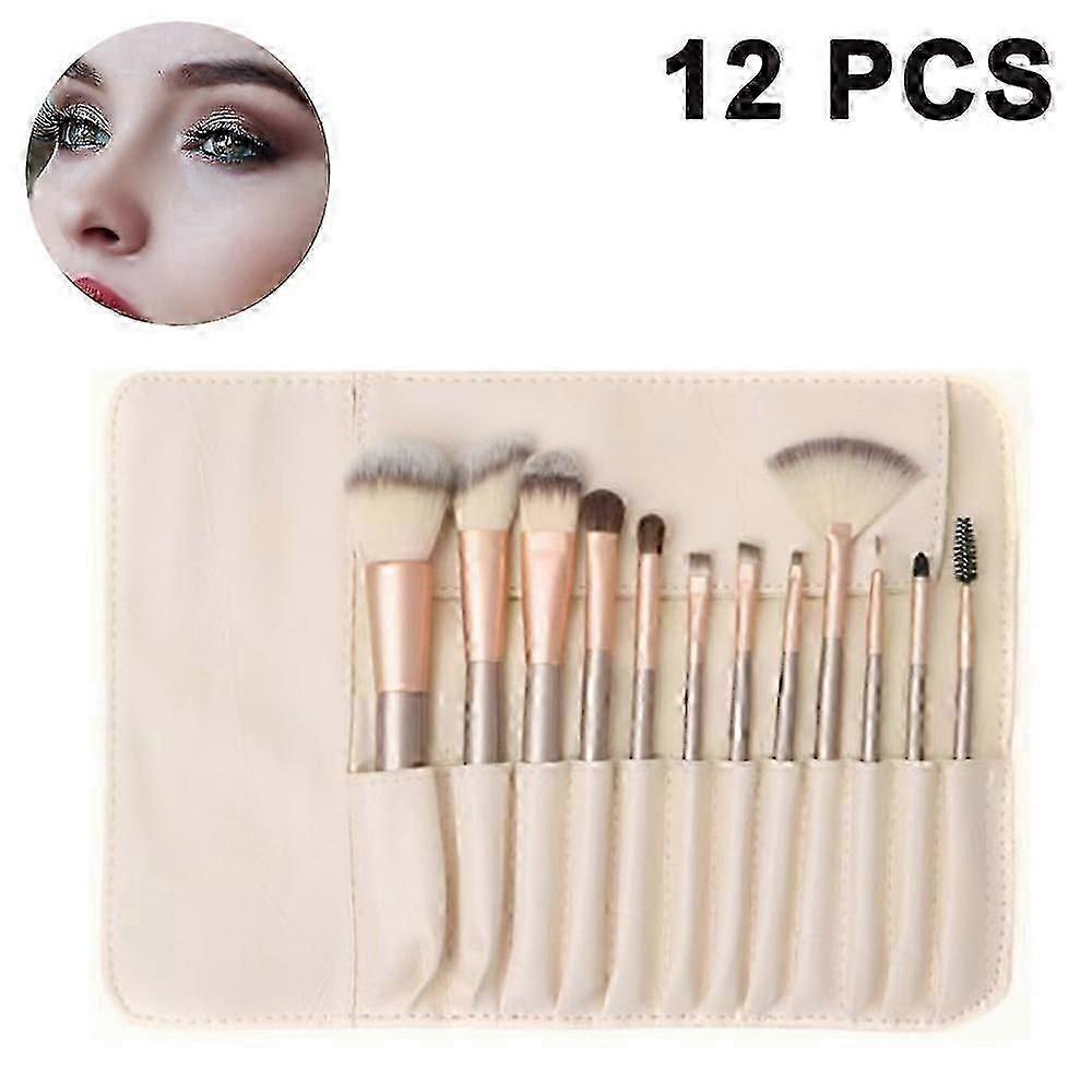 12/18/24 PCS Makeup Brush Set Synthetic Contour Concealers Foundation Powder Eye Shadows Makeup Brushes with Champagne Gold Conical Handle