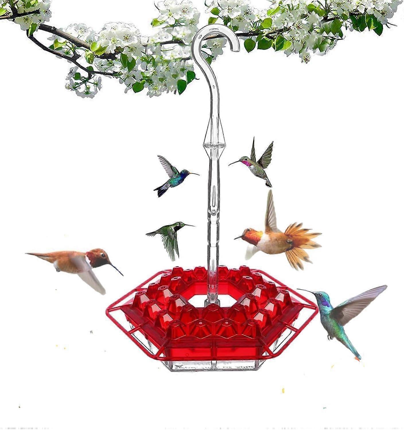 Hummingbird Feeder with Perch and Built-in Ant Moat, 30 Feeder Ports,Easy to Clean, Outdoor Hanging Yard Garden Decoration (red)