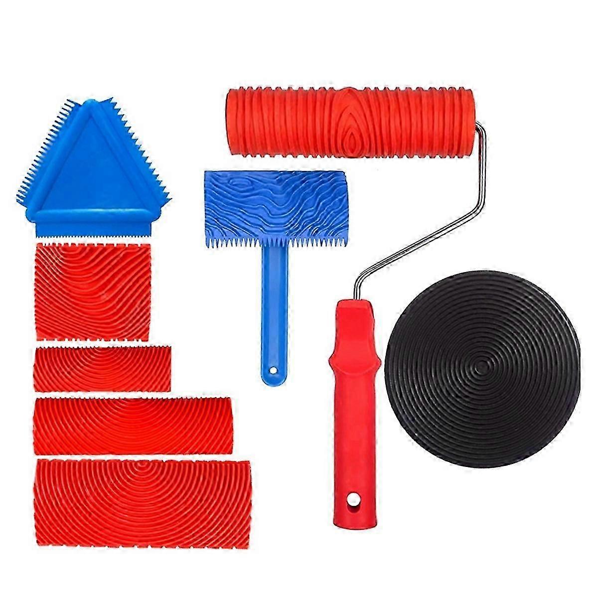 Rubber Wood Graining Tools Set Texture DIY Paint Roller Brush Pattern for Wall Room Home Yard Garde