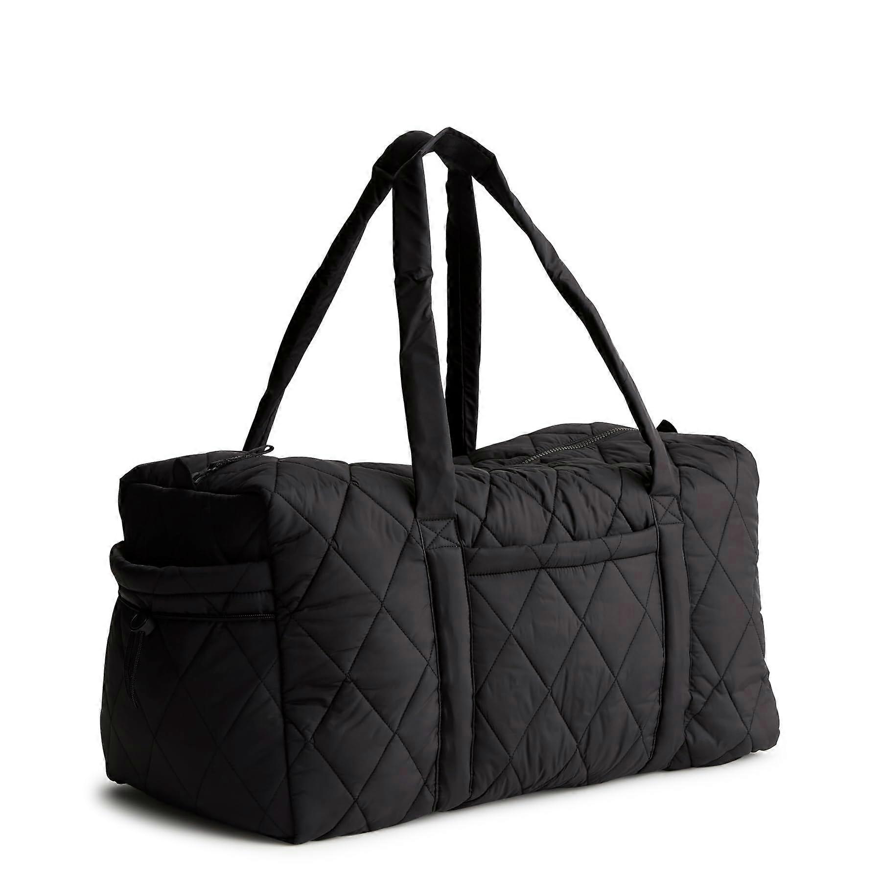 Women's Nylon Large Original Duffel Travel Bag with Adjustable Shoulder Strap and Multiple Pockets in Black 22"x12"x12"