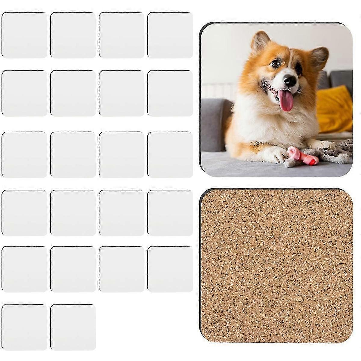 24PCS Sublimation Coasters Blanks with MDF Cork Back for Heat Transfer Printing