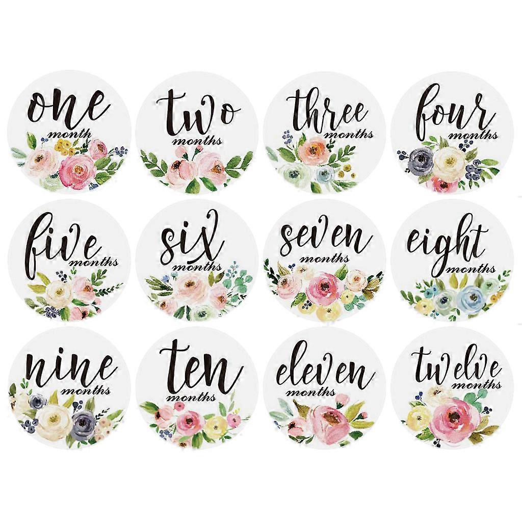 12 قطعة / مجموعة الطفل شهر ملصق حديثي الولادة صور دعامة ملصقات 1-12 شهرا ملصقات الصور زينة حفلة عيد ميلاد للأطفال