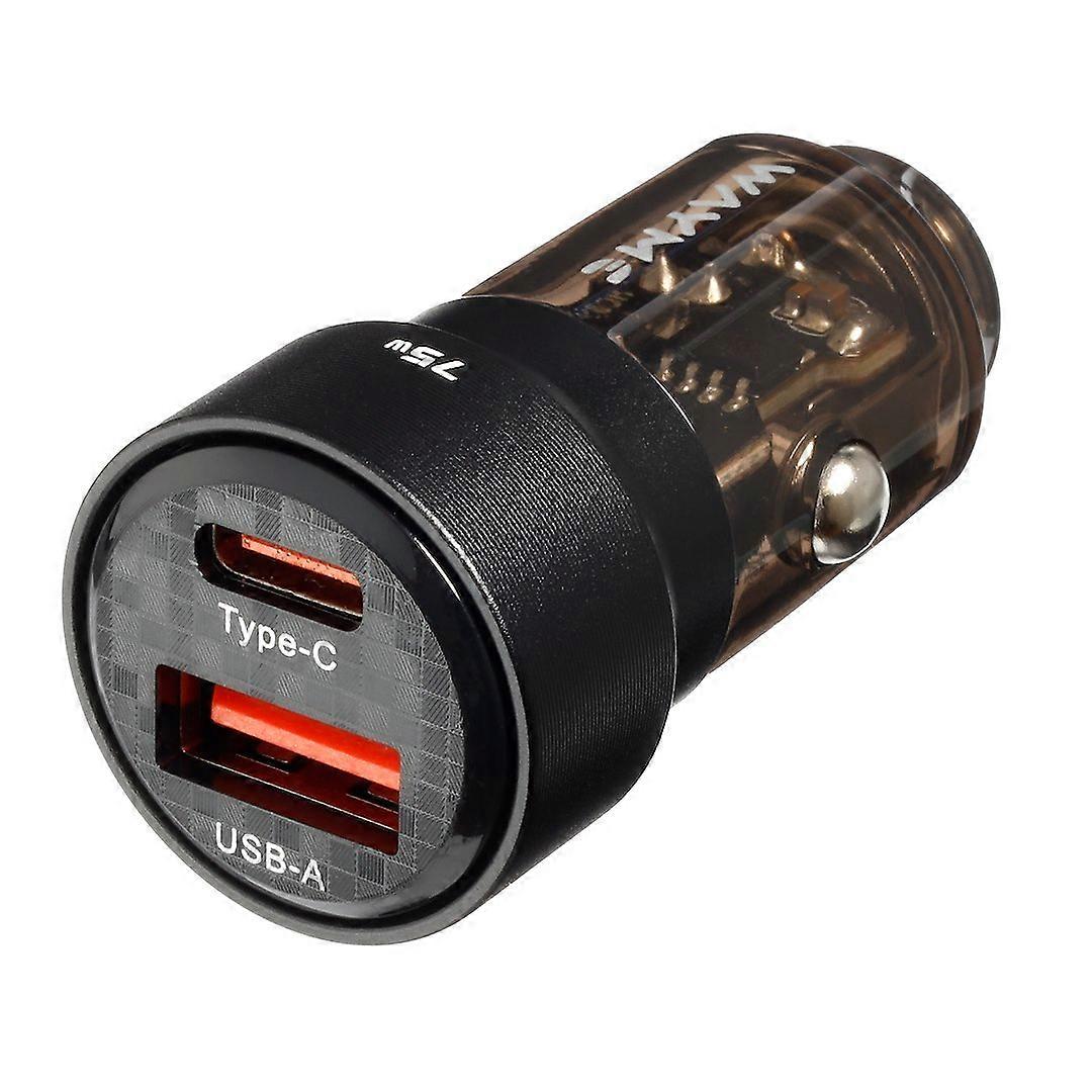 WAYME Ladegerät 12/24V, USB 30W + USB-C PD 45W, transparent schwarz