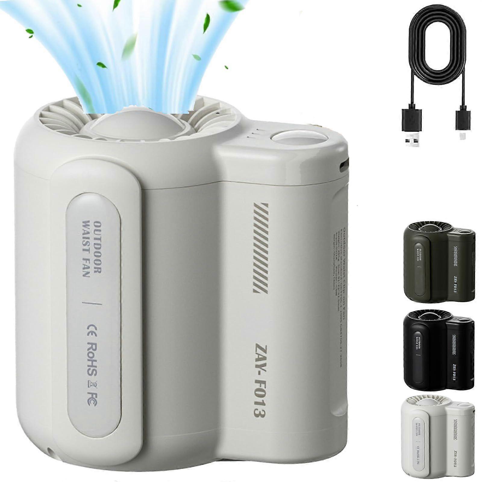 Wearable Cooling Clip-On Fan for Under Shirt Belt, Handsfree Portable Air Cooler 4500mAh USB Rechargeable Fan