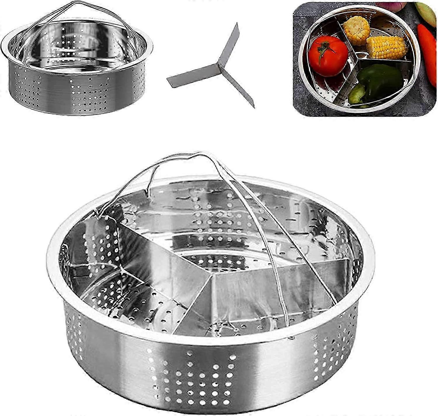 グリッドバスケットディバイダートリオセパレーターバスケットラックセットアクセサリー、ステンレススチールスチームバスケット-2025-ss