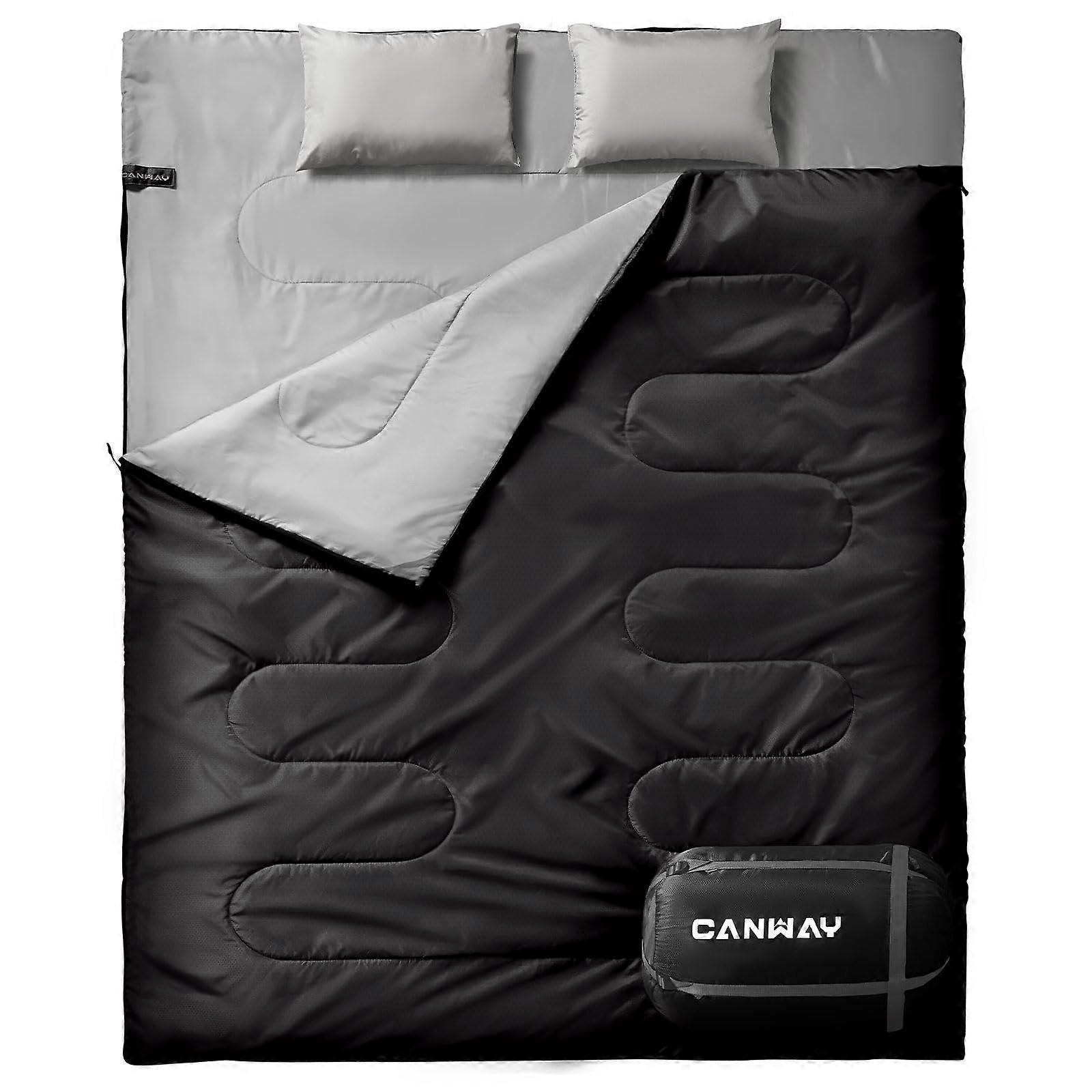 Double Sleeping Bag Flannel for Adults Cold Weather Queen Two Size Person Sleeping Bags for Camping with 2 Pillows