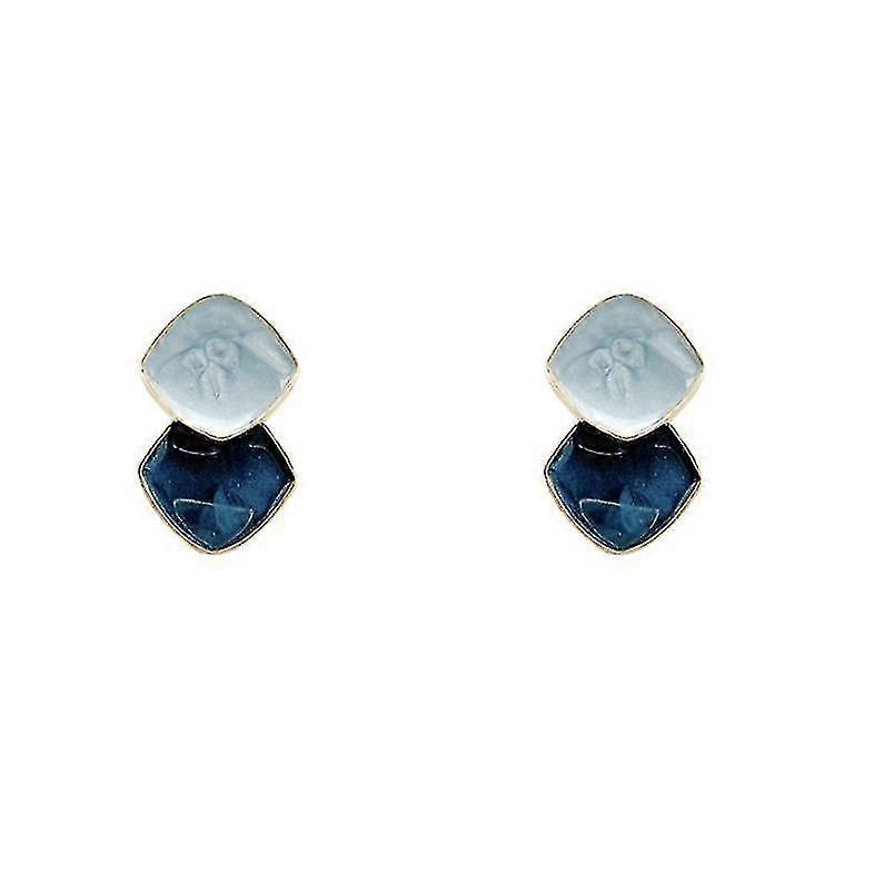 (blue)women's Geometric Earrings Contrast Stud Earrings