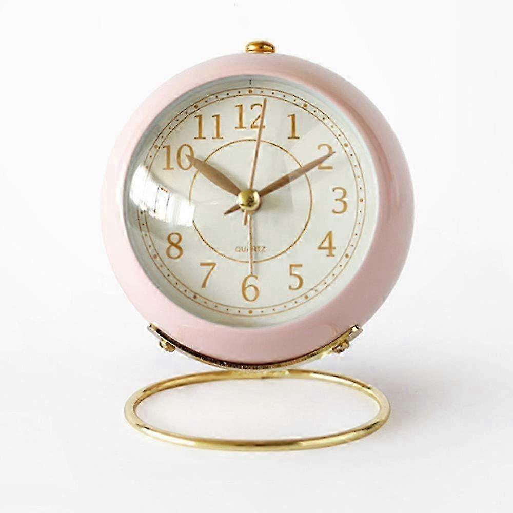 Alarm clock, small silent table clock retro alarm clock without tick-tac, night light, silencer, hd p