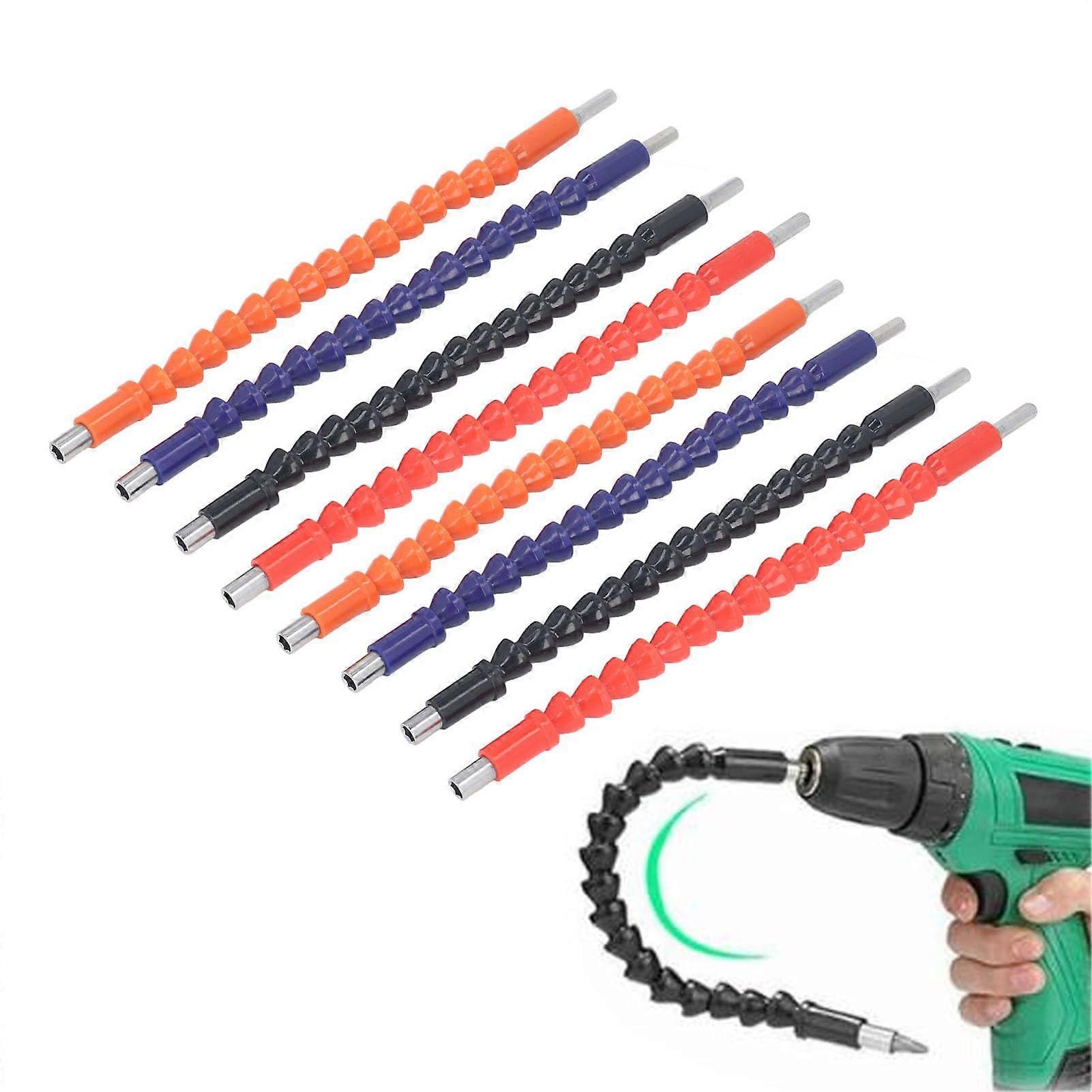 8Pcs Flexible Shaft Extension Bits, 295mm Soft Hex Shank Drill Bit Set for Computer Chassis and Electrical Cabinets