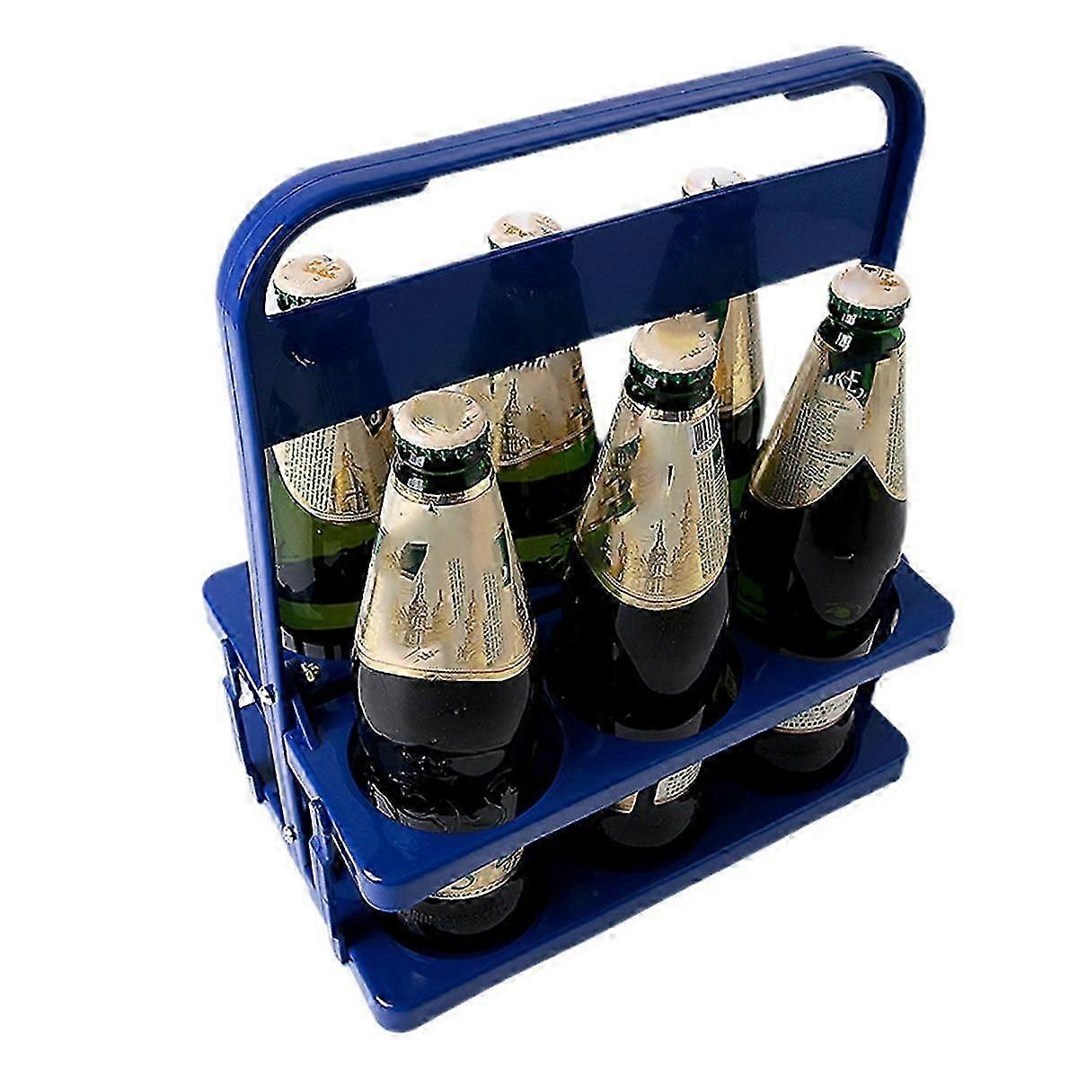 6 Hole Foldable Beer Bottle Holder, Handle Portable Use Wine Storage Rack, Bar Drink Holder Container