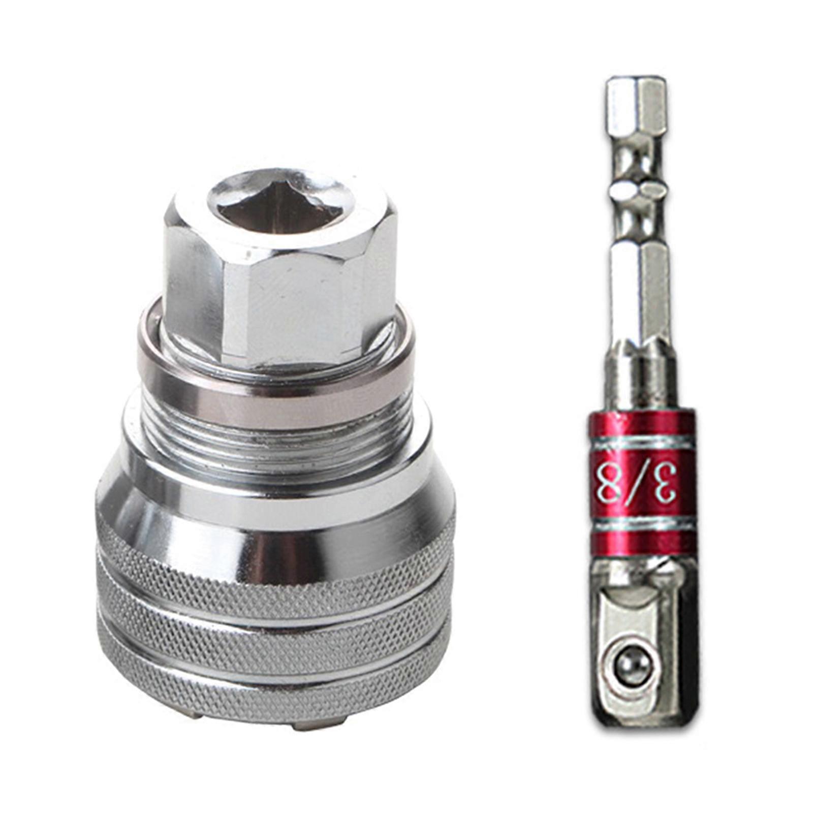 Adjustable Drive Socket Wrench Sleeve Hex Shank Hand Tool 3/8" Drive Electric Drill Adapter Attachment Wrench Tool