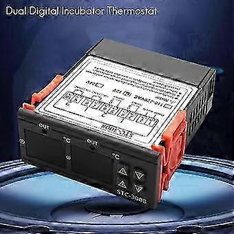 Stc-3008 Temperature Controller 12v Dual Digital Incubator Thermostat Display