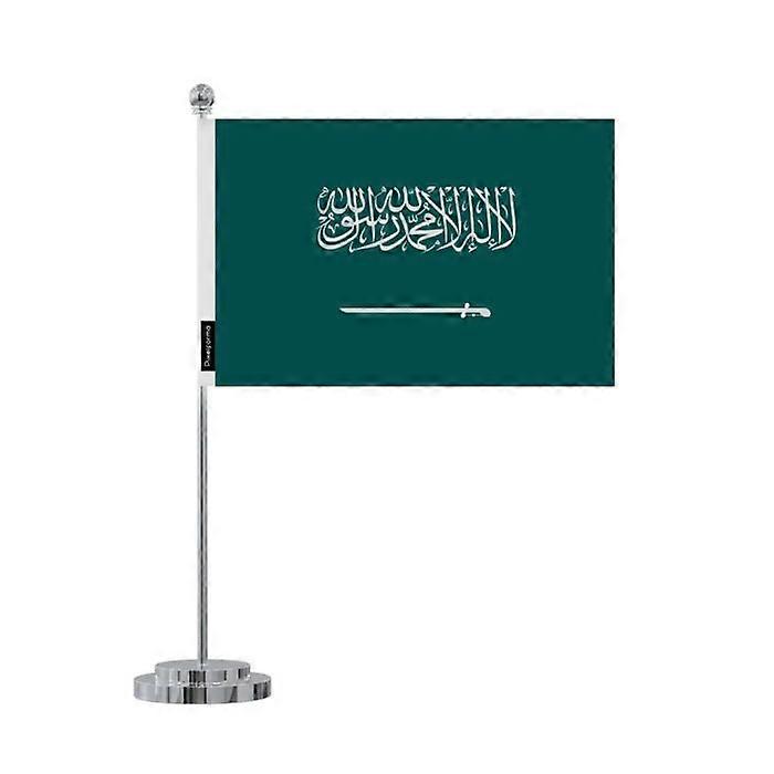 Saudi Arabia Flag Desk Set – 14 x 21 cm – Polyester – Stainless Steel Base