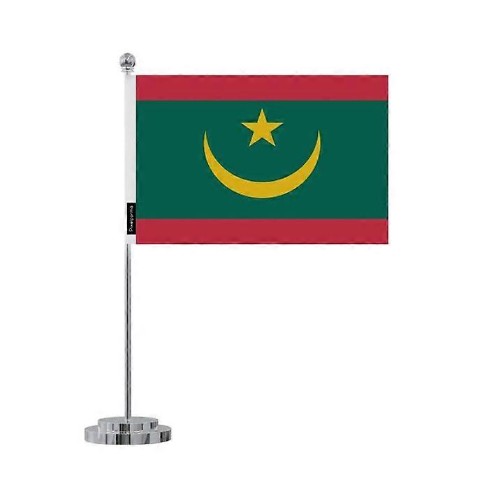 Flag desk of Mauritania – 14 x 21 cm – Polyester – Stainless Steel base