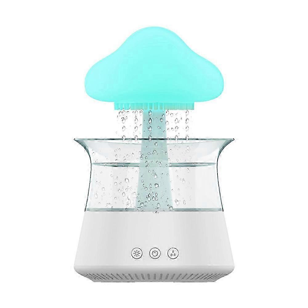 7-Color LED Cloud Rain Humidifier with Remote - White Mushroom Mist Diffuser